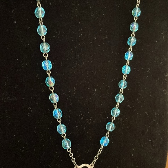 Blue AB Aurora Borealis beaded Rosary. Stamped Italy - Picture 3 of 9